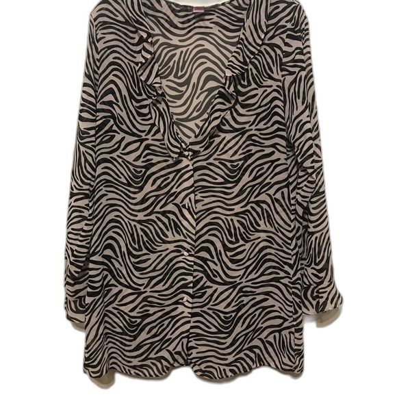 Victoria Secret pink top sleepwear shirt long sleeve animal print blouse size M - Picture 1 of 8